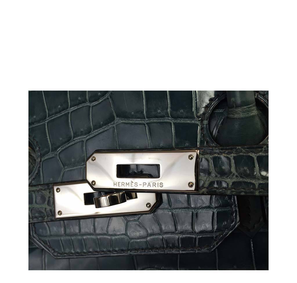 Hermès Birkin 35 Malachite Porosus Crocodile Bag PHW - Image 4