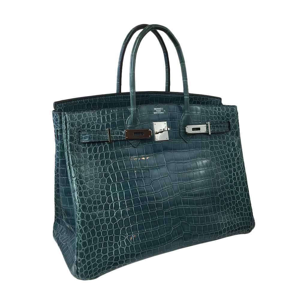Hermès Birkin 35 Malachite Porosus Crocodile Bag PHW - Image 3
