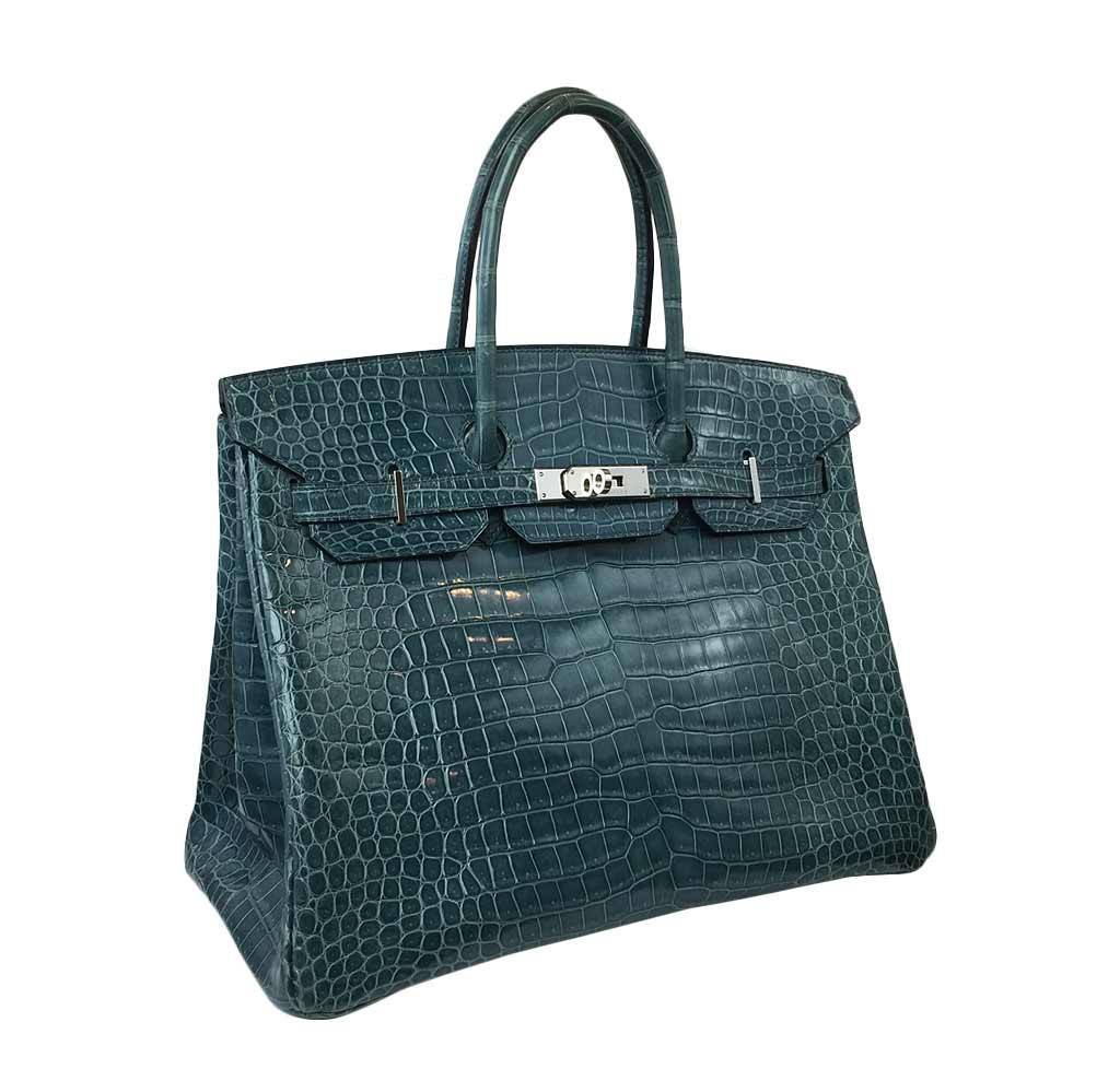 Hermès Birkin 35 Malachite Porosus Crocodile Bag PHW - Image 2
