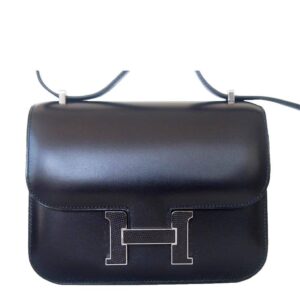 Hermes Constance Mini 18 Black Box Leather Lizard Palladium Hardware