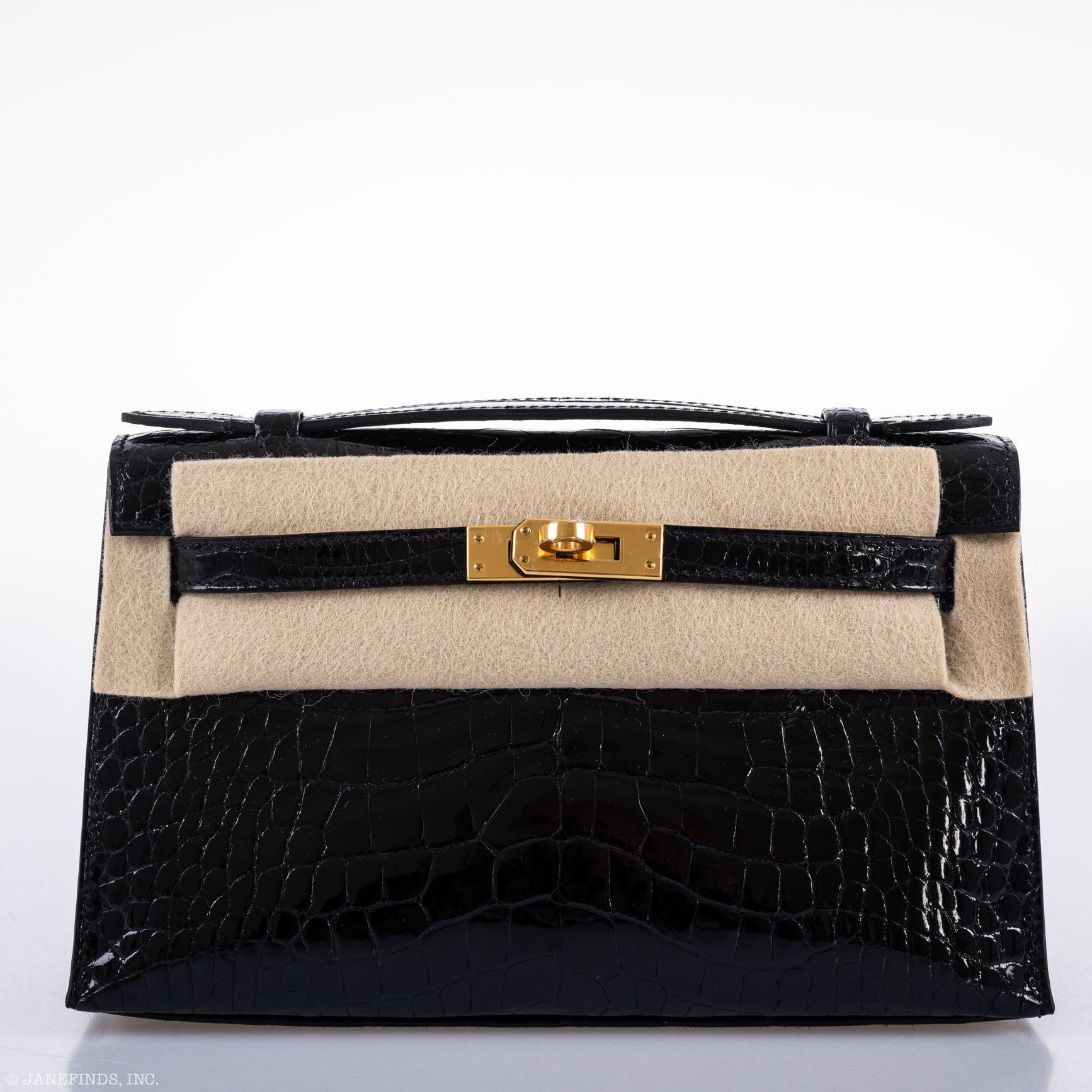 Hermes JPG Kelly Pochette Black Alligator with Gold Hardware - 2019, D - Image 11