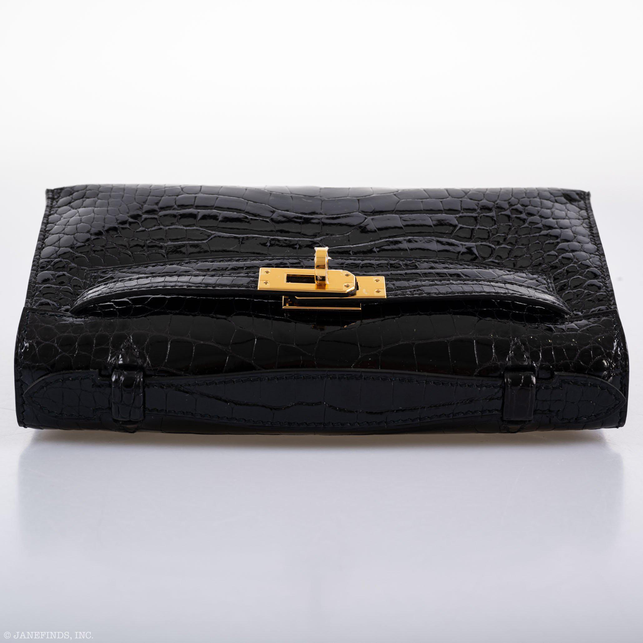 Hermes JPG Kelly Pochette Black Alligator with Gold Hardware - 2019, D - Image 5