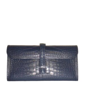 Hermes Jige 29 Clutch Bag Blue Alligator