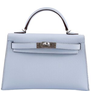 Hermes Kelly 20 Mini II Bleu Brume Hydra Epsom Palladium Hardware