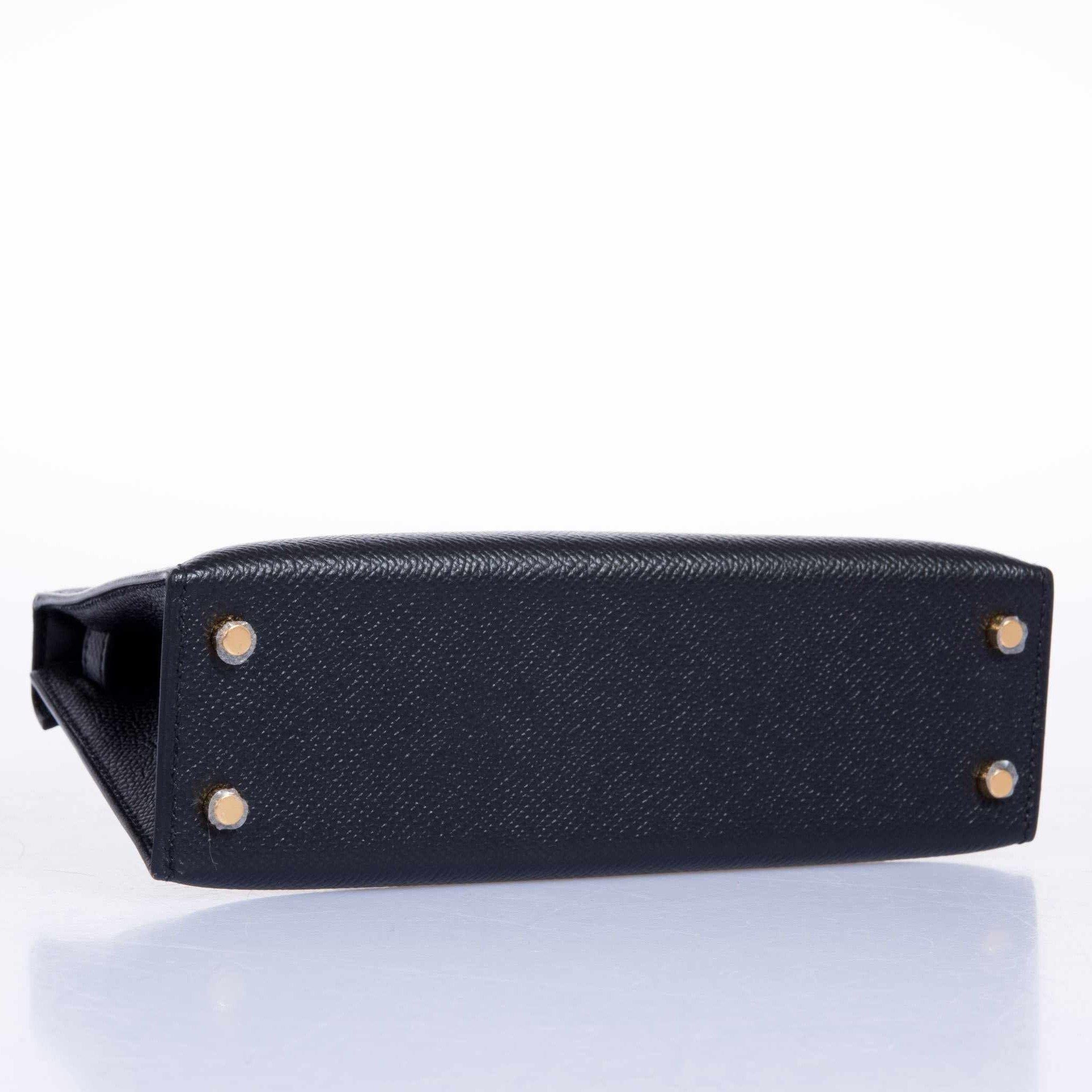 Hermes Kelly 20 Mini II Sellier Black Epsom Gold Hardware - 2021, Z - Image 10