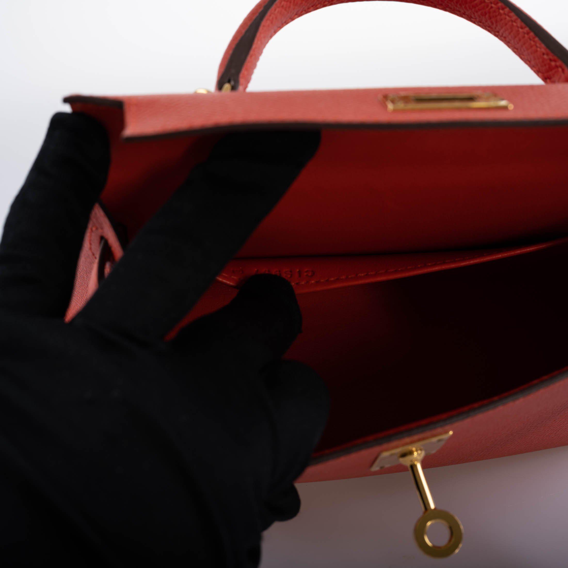 Hermes Kelly 20 Mini II Sellier Capucine Epsom leather Gold Hardware - 2018, C - Image 10