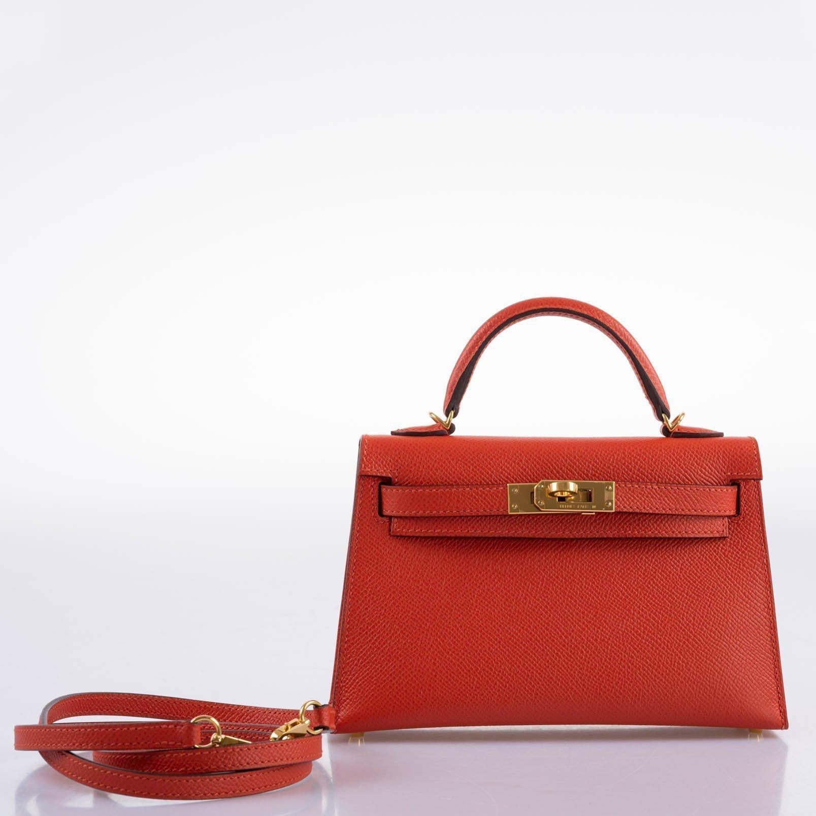 Hermes Kelly 20 Mini II Sellier Capucine Epsom leather Gold Hardware - 2018, C - Image 4