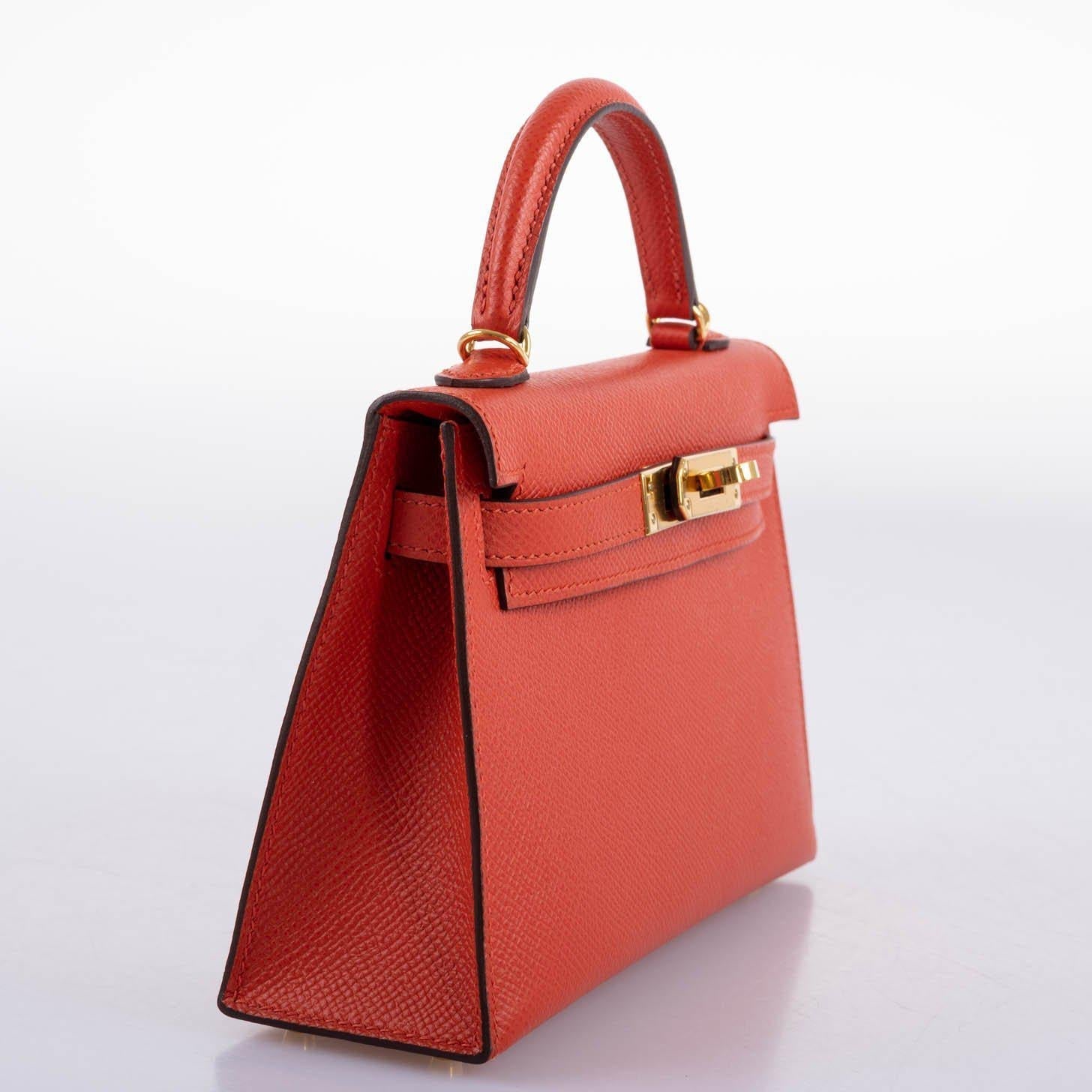 Hermes Kelly 20 Mini II Sellier Capucine Epsom leather Gold Hardware - 2018, C - Image 6
