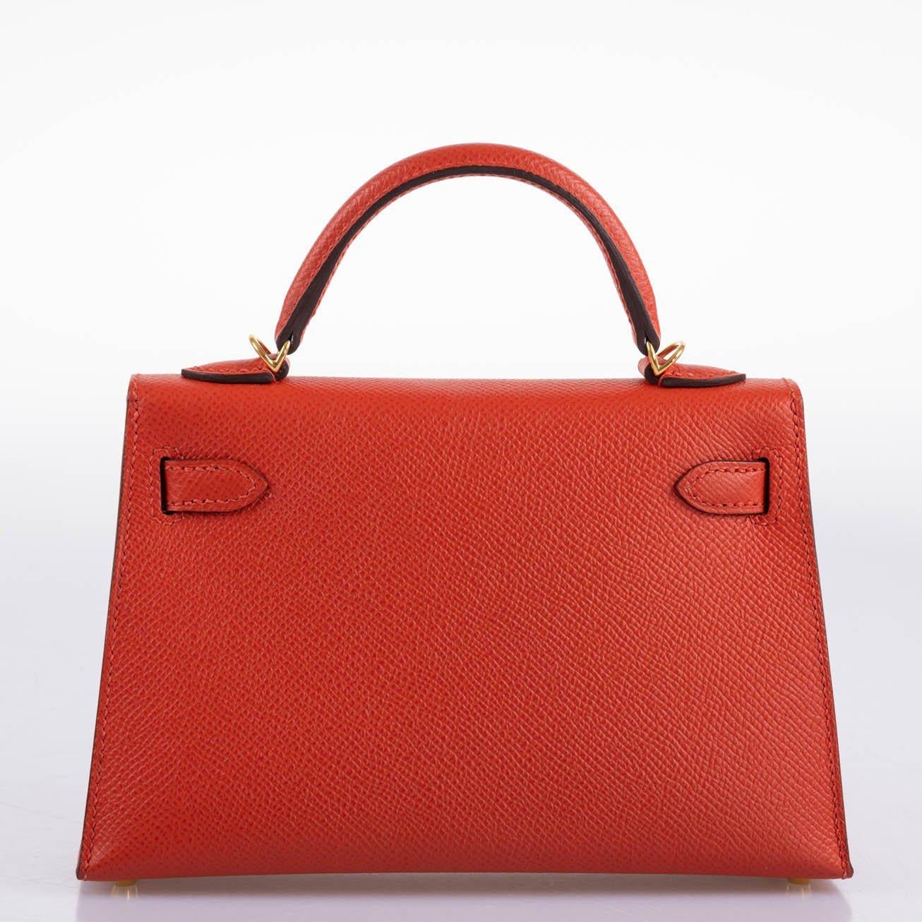 Hermes Kelly 20 Mini II Sellier Capucine Epsom leather Gold Hardware - 2018, C - Image 8