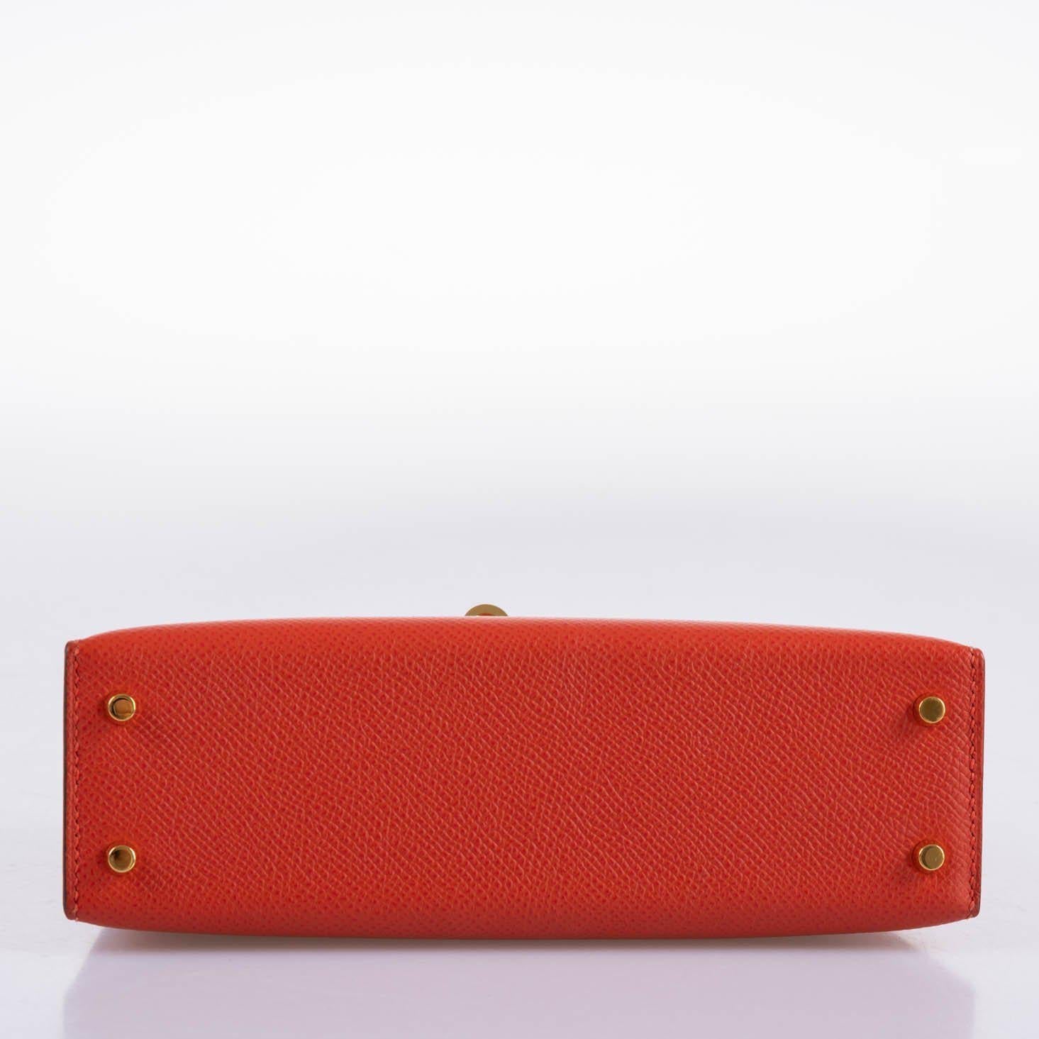 Hermes Kelly 20 Mini II Sellier Capucine Epsom leather Gold Hardware - 2018, C - Image 9