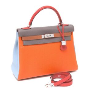 Hermes Kelly 32 Arlequin Limited Edition Multi Color Clemence Leather Palladium Hardware