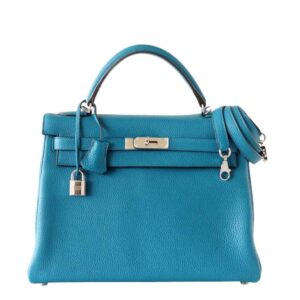 Hermes Kelly Mou 32 Blue Izmir Togo Leather Palladium Hardware