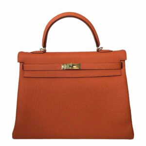 Hermes Kelly 35 Orange Togo Leather Gold Hardware