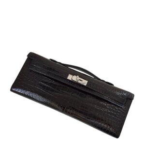 Hermes Kelly Cut Crocodile Black
