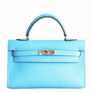 Hermes Tiny Kelly Micro Mini Celeste Epsom Leather Palladium Hardware