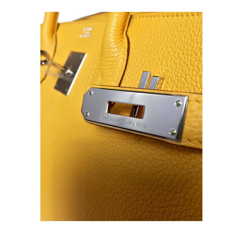 Hermes Birkin 30 Soleil Yellow Togo Leather Palladium Hardware - Image 3