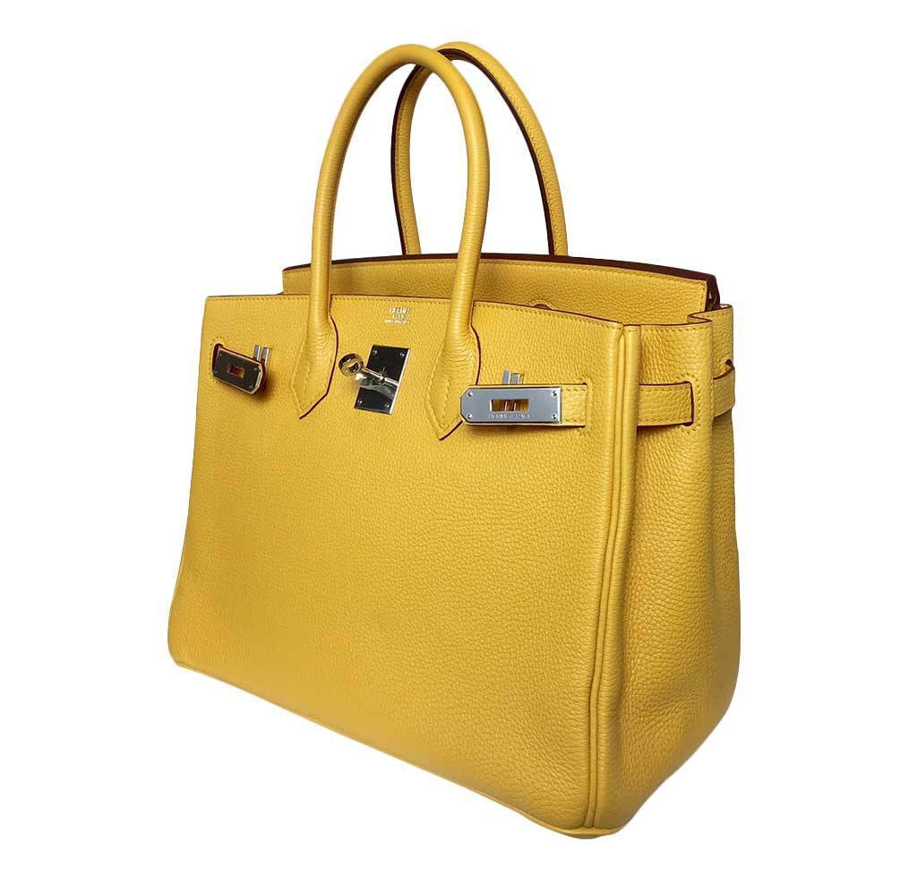 Hermes Birkin 30 Soleil Yellow Togo Leather Palladium Hardware - Image 2