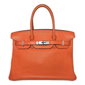 Hermes Birkin 30 Feu Orange Clemence Leather Palladium Hardware