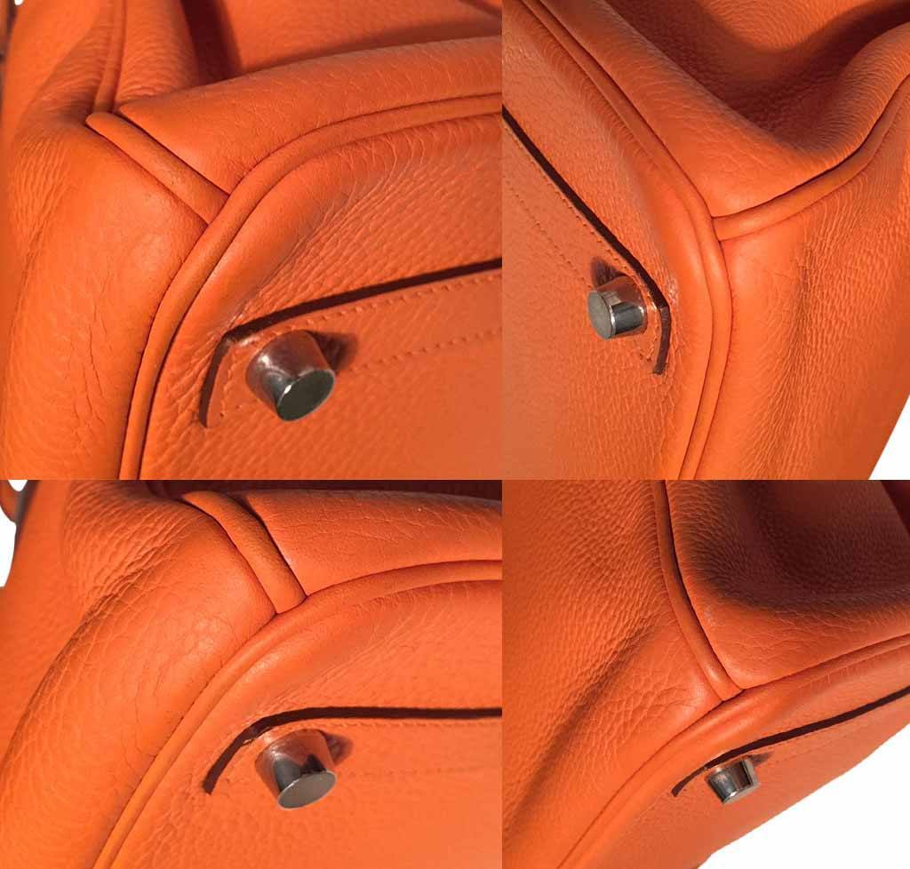 Hermes Birkin 30 Feu Orange Clemence Leather Palladium Hardware - Image 9