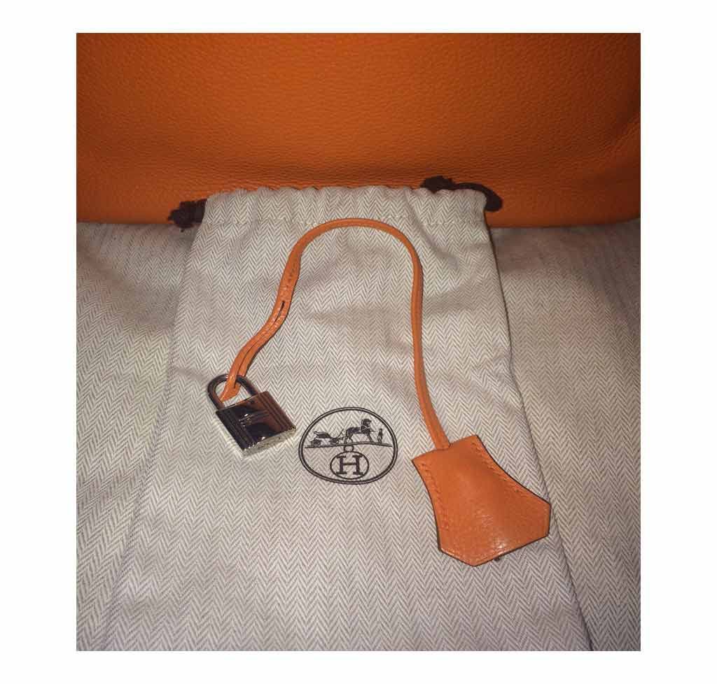 Hermes Birkin 30 Feu Orange Clemence Leather Palladium Hardware - Image 6