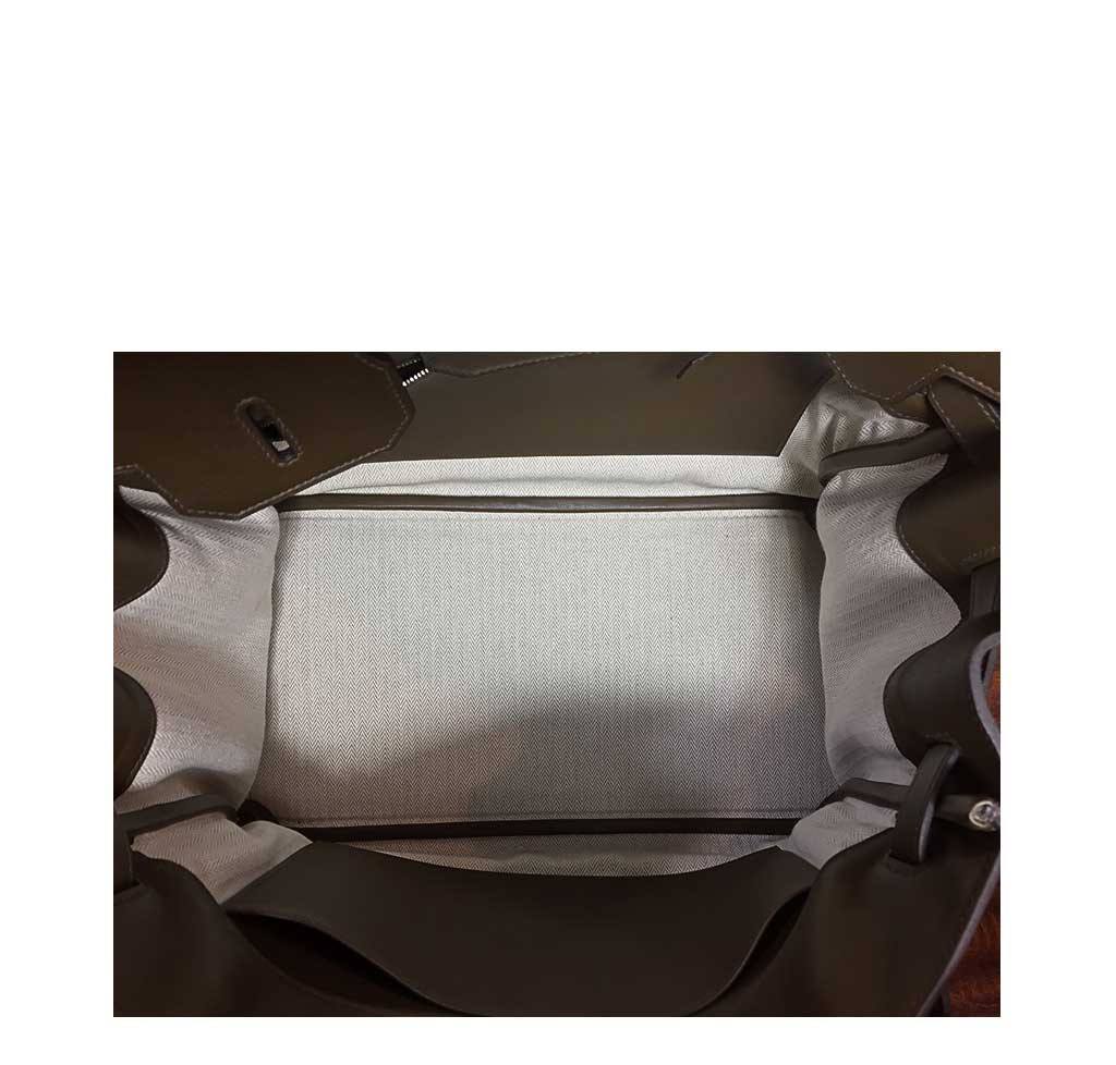 Hermes Birkin 35 Grizzly Vert De Gris Veau Swift Leather Suede Permabrass Hardware - Image 9