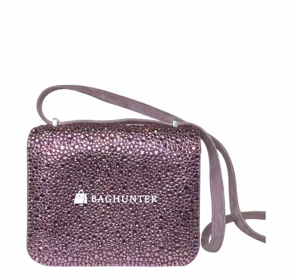 Hermes Constance Mini 18 Lilas Swarovski Crystal Suede Palladium Hardware - Image 3