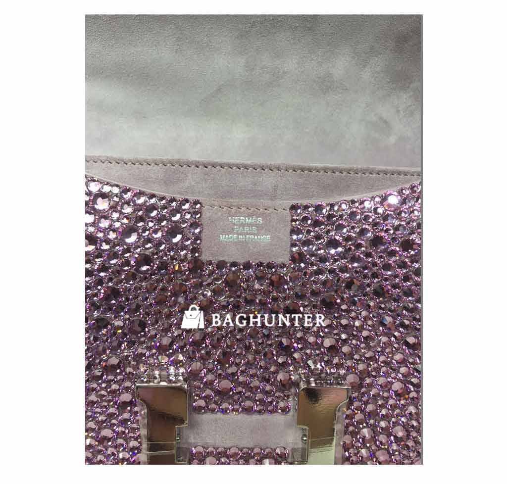 Hermes Constance Mini 18 Lilas Swarovski Crystal Suede Palladium Hardware - Image 4