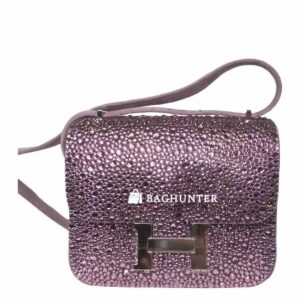 Hermes Constance Mini 18 Lilas Swarovski Crystal Suede Palladium Hardware