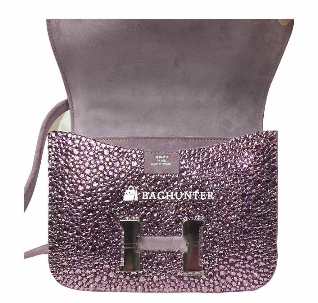 Hermes Constance Mini 18 Lilas Swarovski Crystal Suede Palladium Hardware - Image 2