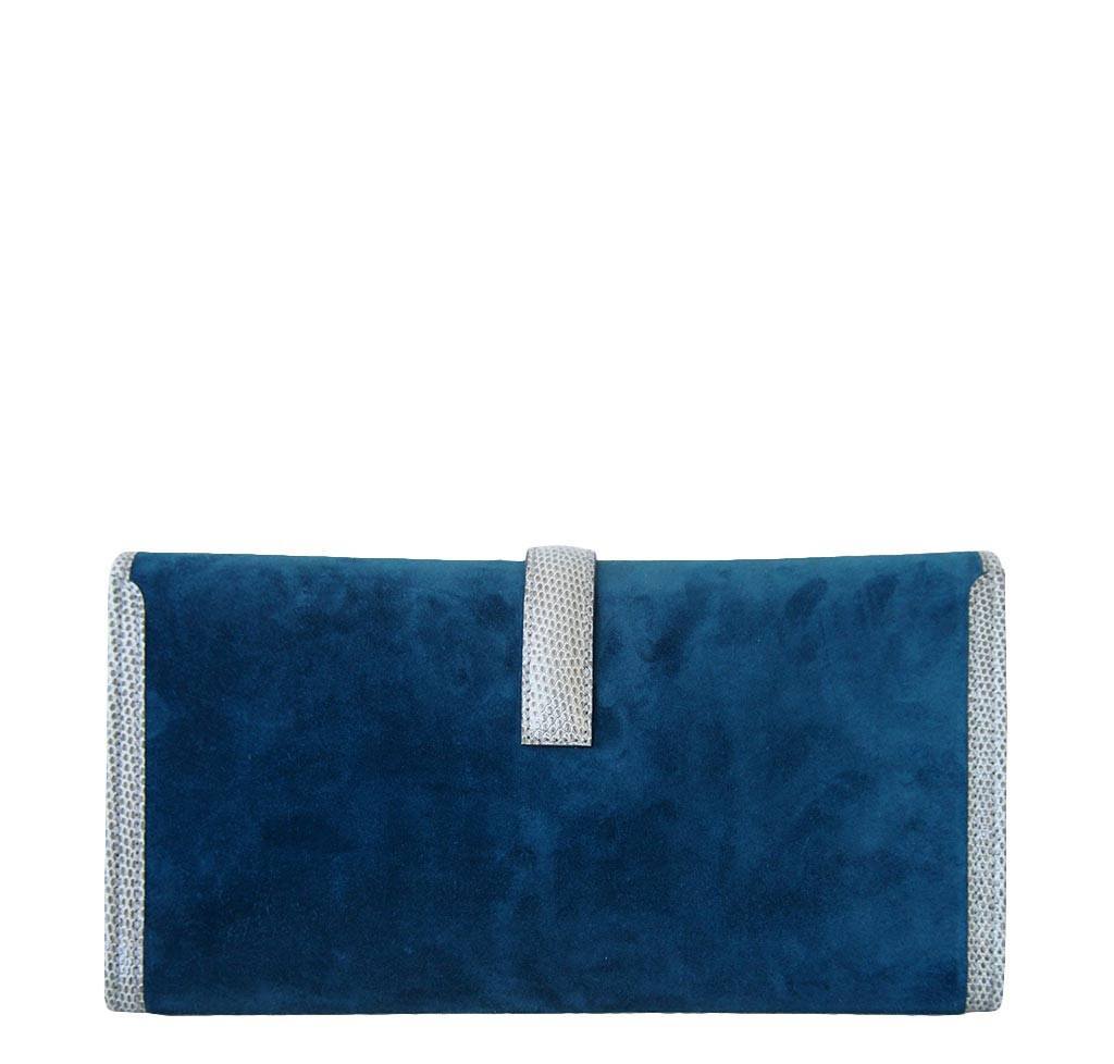 Hermes Jige 29 Blue Ocean Gris Fonce Suede Lizard Clutch - Image 2