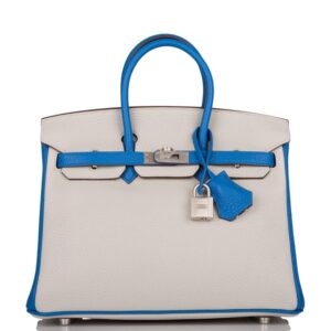 Hermes Birkin 25 Gris Mouette Mykonos Clemence Brushed Palladium Hardware
