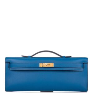 Hermes Deep Blue Swift Kelly Cut Gold Hardware