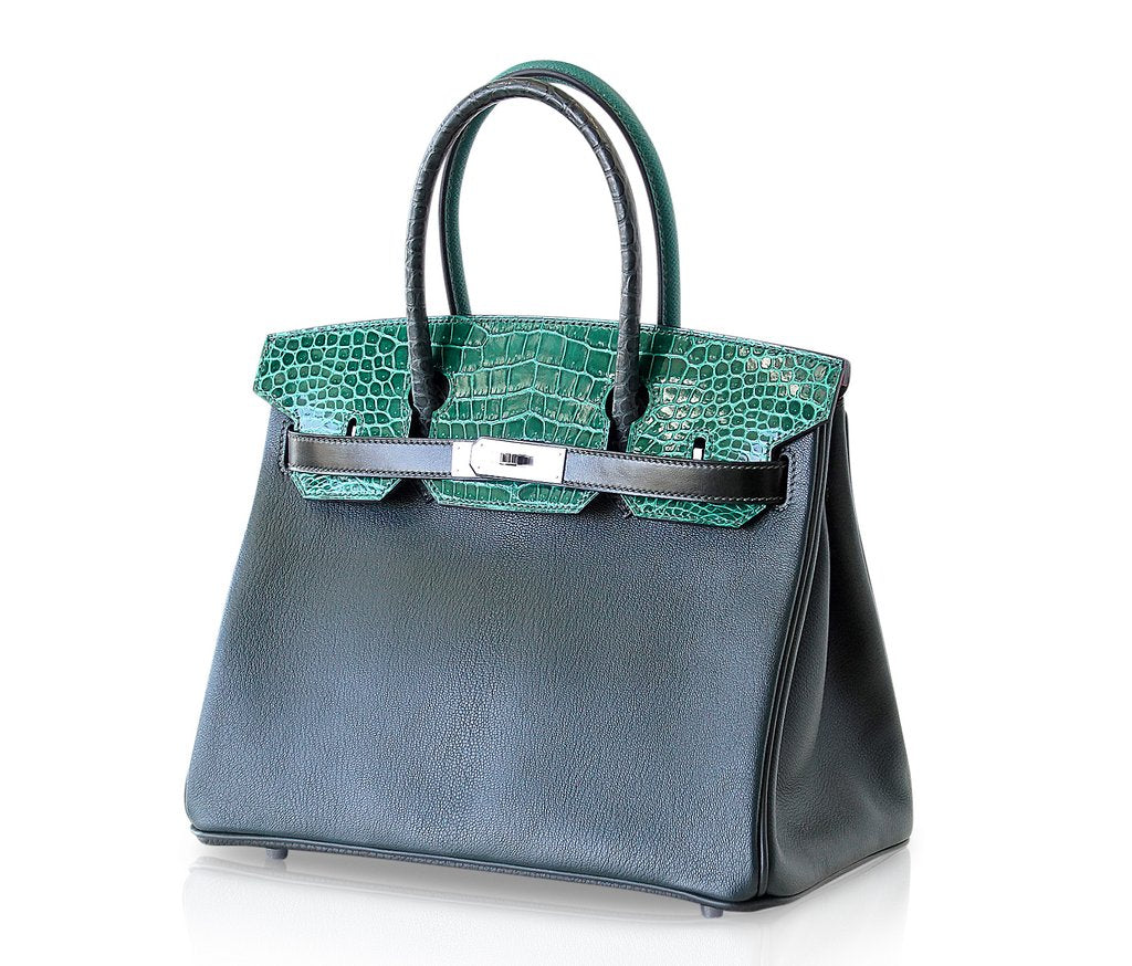 Hermes Birkin 30 Patchwork Vert Multi-Material Palladium Hardware Limited Edition - Image 3