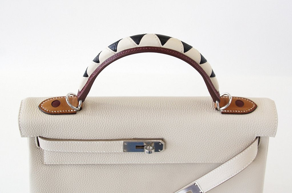 Hermes Kelly 32 Au Gallop Craie Togo Barenia Sombrero Leather Palladium Hardware - Image 2