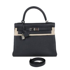 Hermes Kelly 28 Black Togo Leather Palladium Hardware