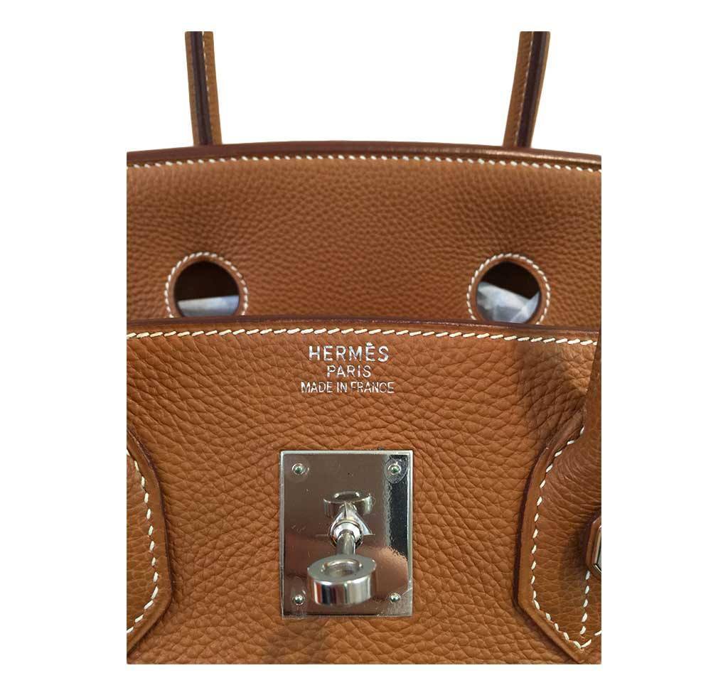 Hermes Birkin 35 Gold Clemence Leather Palladium Hardware - Image 7
