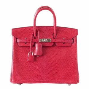 Hermes Birkin 25 Rouge Exotic Lizard Palladium Hardware