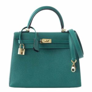 Hermes Kelly Sellier 28 Malachite Epsom Leather Gold Hardware