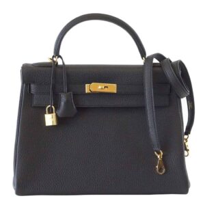 Hermes Kelly 32 Black Togo Leather Gold Hardware