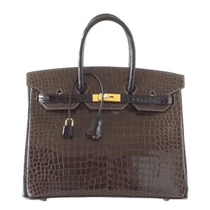 Hermes Birkin 35 Bi-Color Porosus Crocodile Special Order Gold Hardware