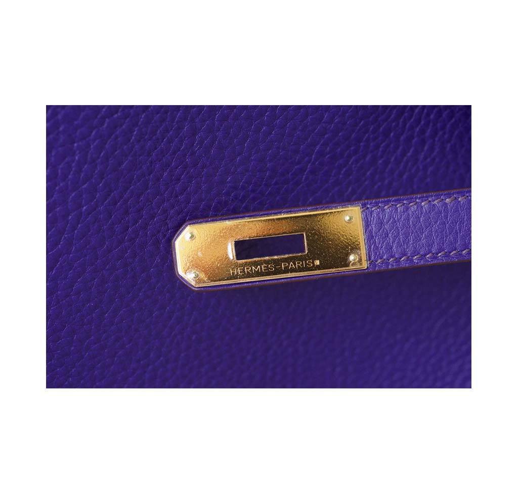 Hermes Birkin 35 Iris Rose de Bois Special Order Horseshoe Clemence Leather Gold Hardware - Image 5
