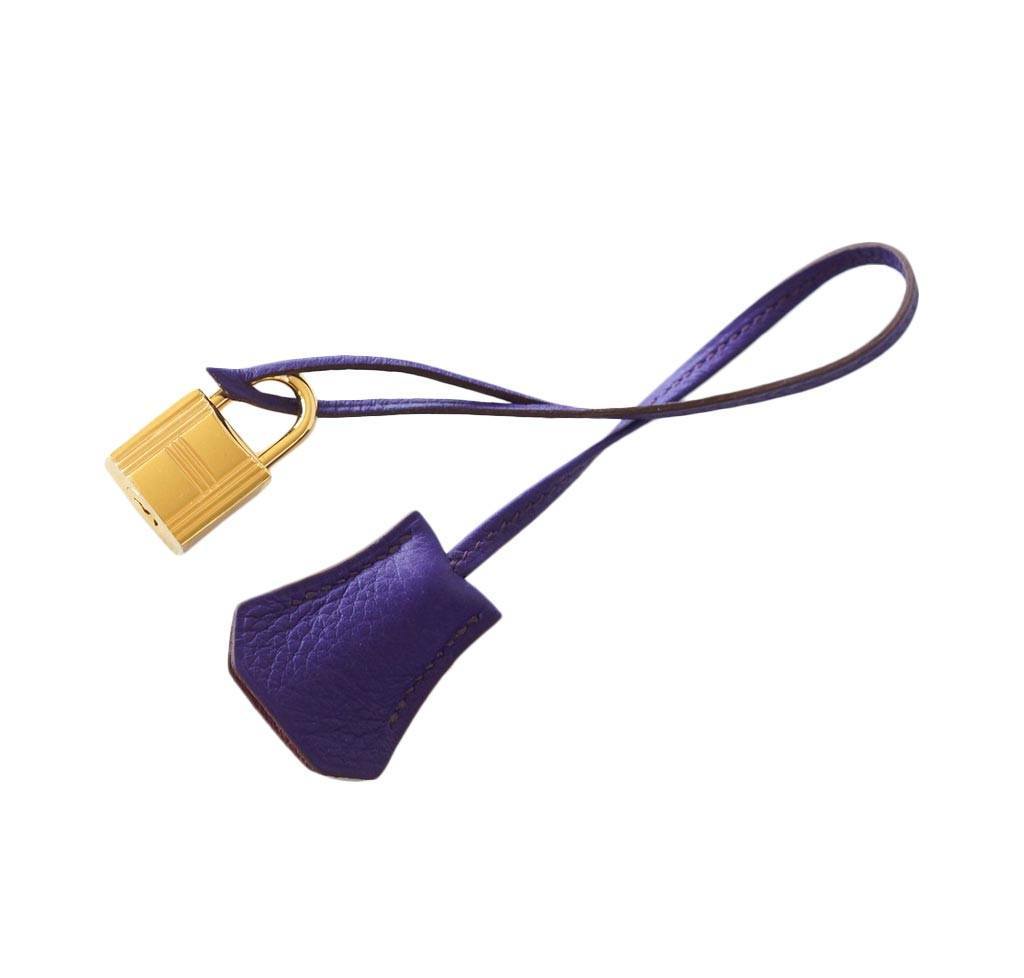 Hermes Birkin 35 Iris Rose de Bois Special Order Horseshoe Clemence Leather Gold Hardware - Image 8