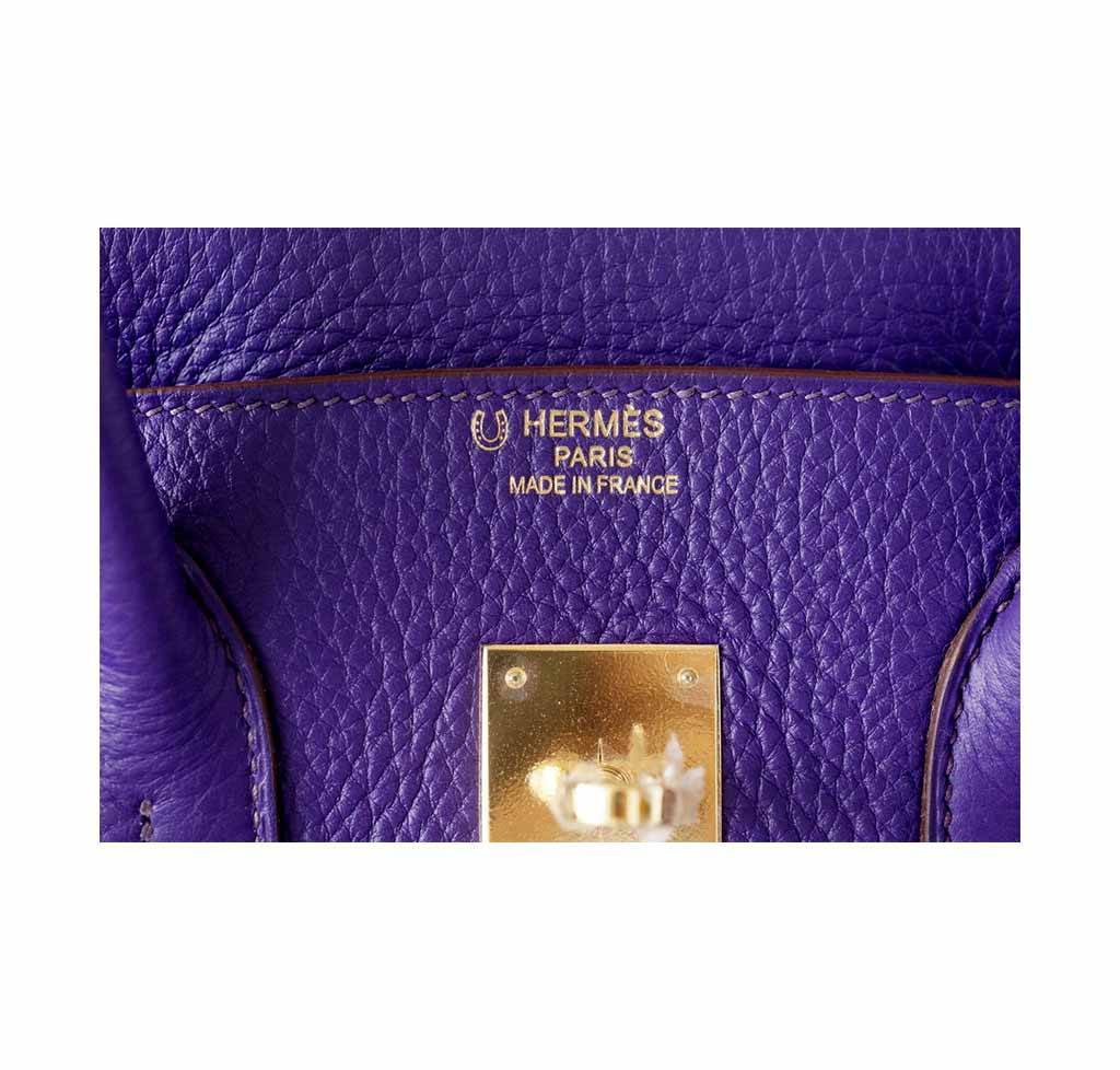 Hermes Birkin 35 Iris Rose de Bois Special Order Horseshoe Clemence Leather Gold Hardware - Image 6