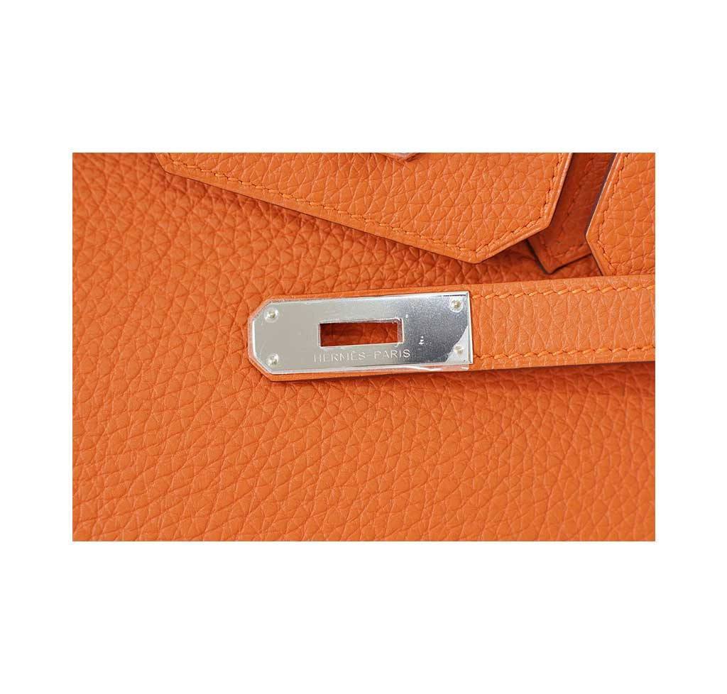 Hermes Birkin 35 Orange Togo Leather Palladium Hardware - Image 7
