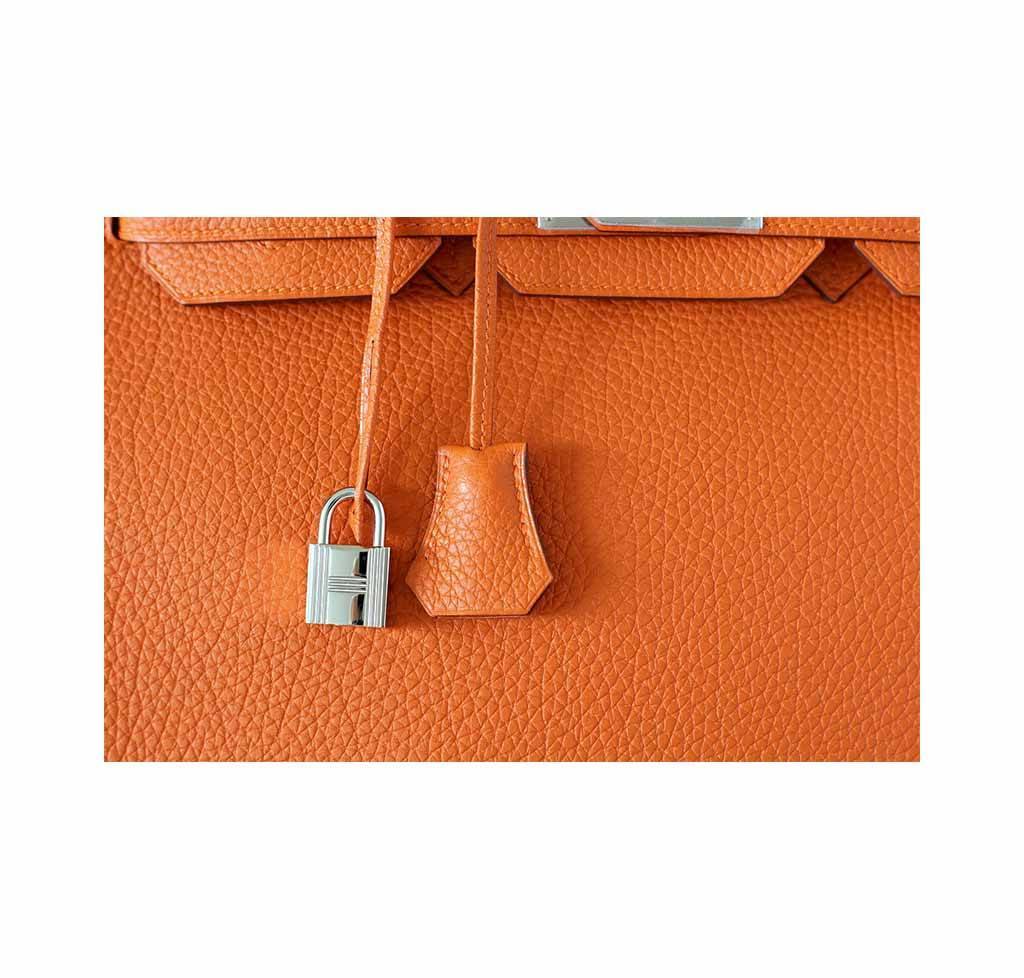 Hermes Birkin 35 Orange Togo Leather Palladium Hardware - Image 8