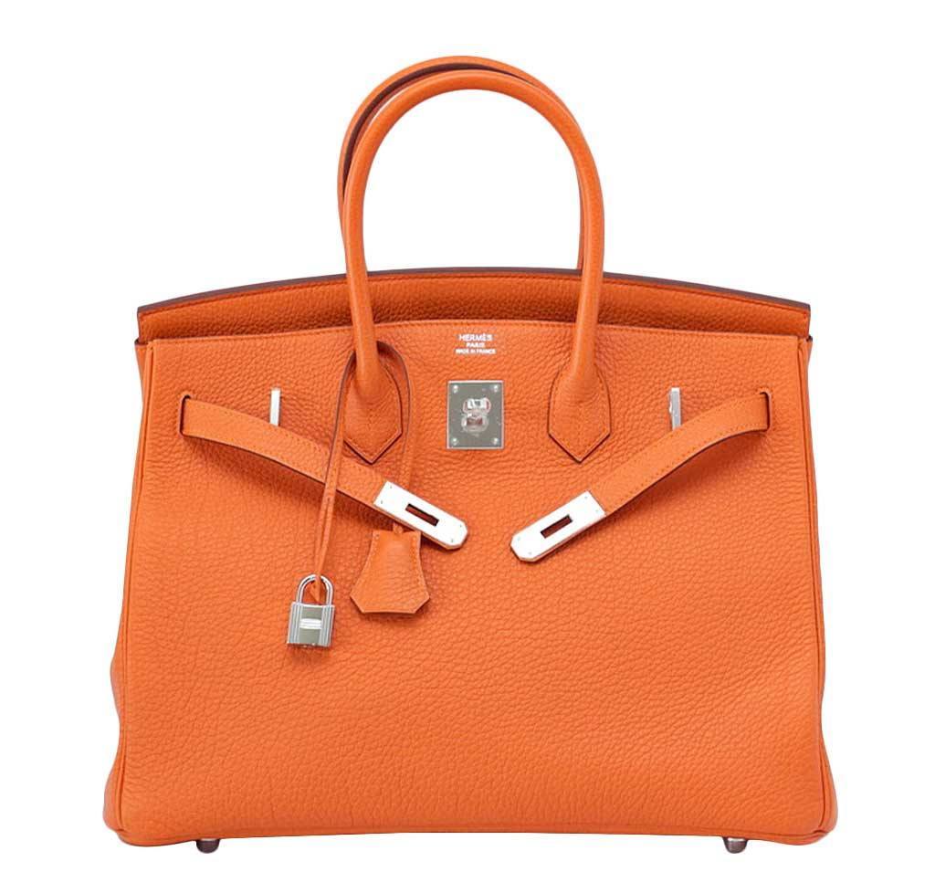 Hermes Birkin 35 Orange Togo Leather Palladium Hardware - Image 2