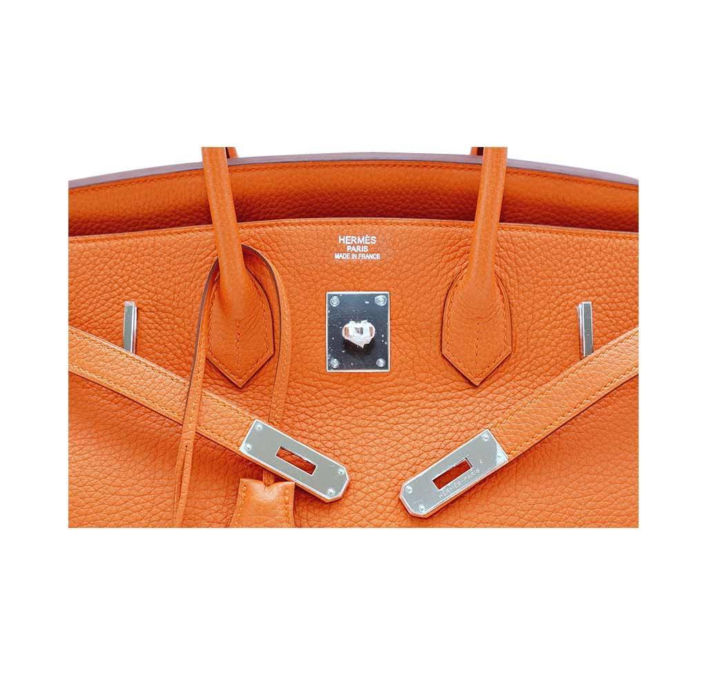 Hermes Birkin 35 Orange Togo Leather Palladium Hardware - Image 6
