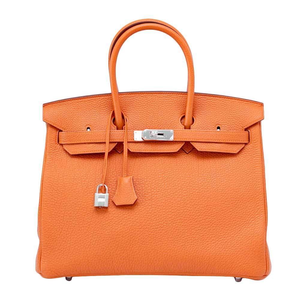 Hermes Birkin 35 Orange Togo Leather Palladium Hardware