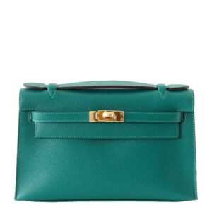 Hermes JPG Kelly Pochette Malachite Epsom Leather Gold Hardware
