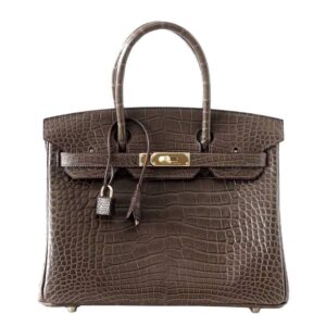 Hermes Birkin 30 Gris Elephant Matte Alligator Gold Hardware